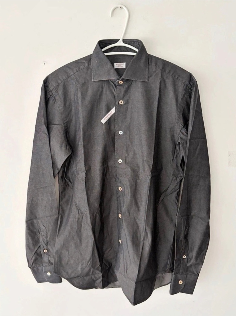 Borriello Napoli Mens 100% Cotton Button Up Dress Shirt Size 15.5 New